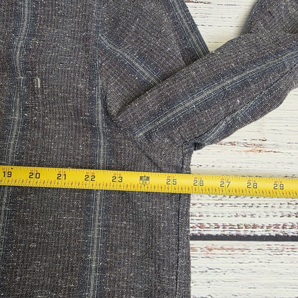 32 Bar Blues Mens XL Long Sleeve Button Up Gray Striped Shirt Cotton Silk Wool - Picture 7 of 10